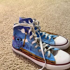 High-top Painted Converse All Star Hand Painted Stitch Toronto Skyline